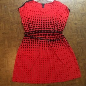 Lane Bryant red & black polka dot dress